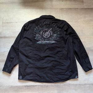 Parish Evvi Born Leader Men Button Up Jacket Shirt Size 3XL Black